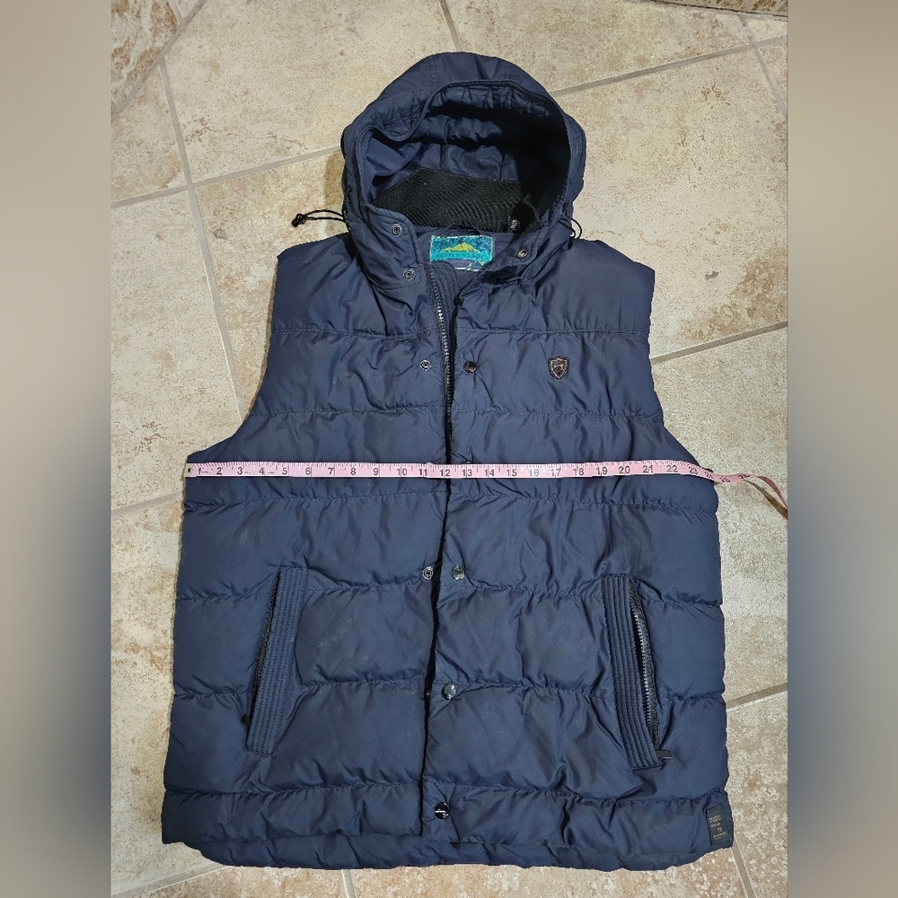 Scotch & Soda Mens XL Dark Blue Hooded Puffer Vest Navy Quilted Archival Classic - Picture 6 of 7